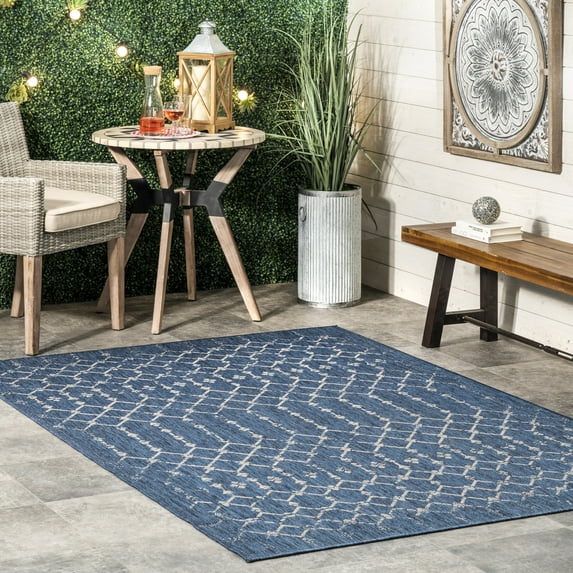 nuLOOM Grayson Moroccan Trellis Indoor/Outdoor Area Rug, 9' 6" x 12', Grayson Blue