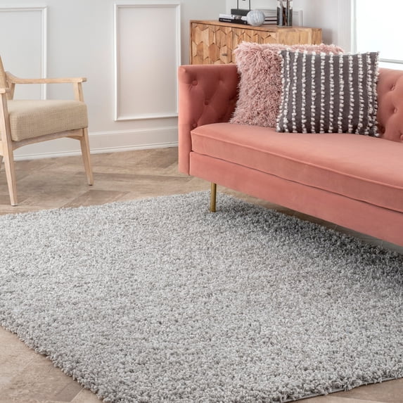 nuLOOM Gwenyth Solid Shag Area Rug, 4' x 6', Gray