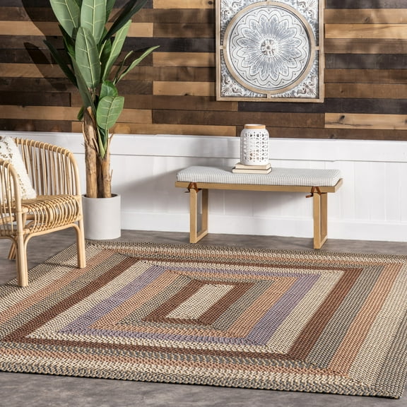 nuLOOM Gwyneth Braided Stripes Indoor/Outdoor Area Rug, 5' x 8', Gwyneth Taupe