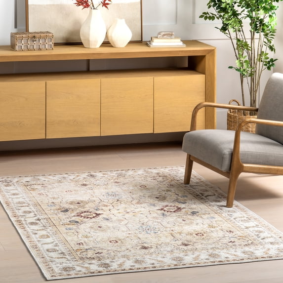 nuLOOM Hadleigh Persian Machine Washable Area Rug, 6' 7" x 9', Beige