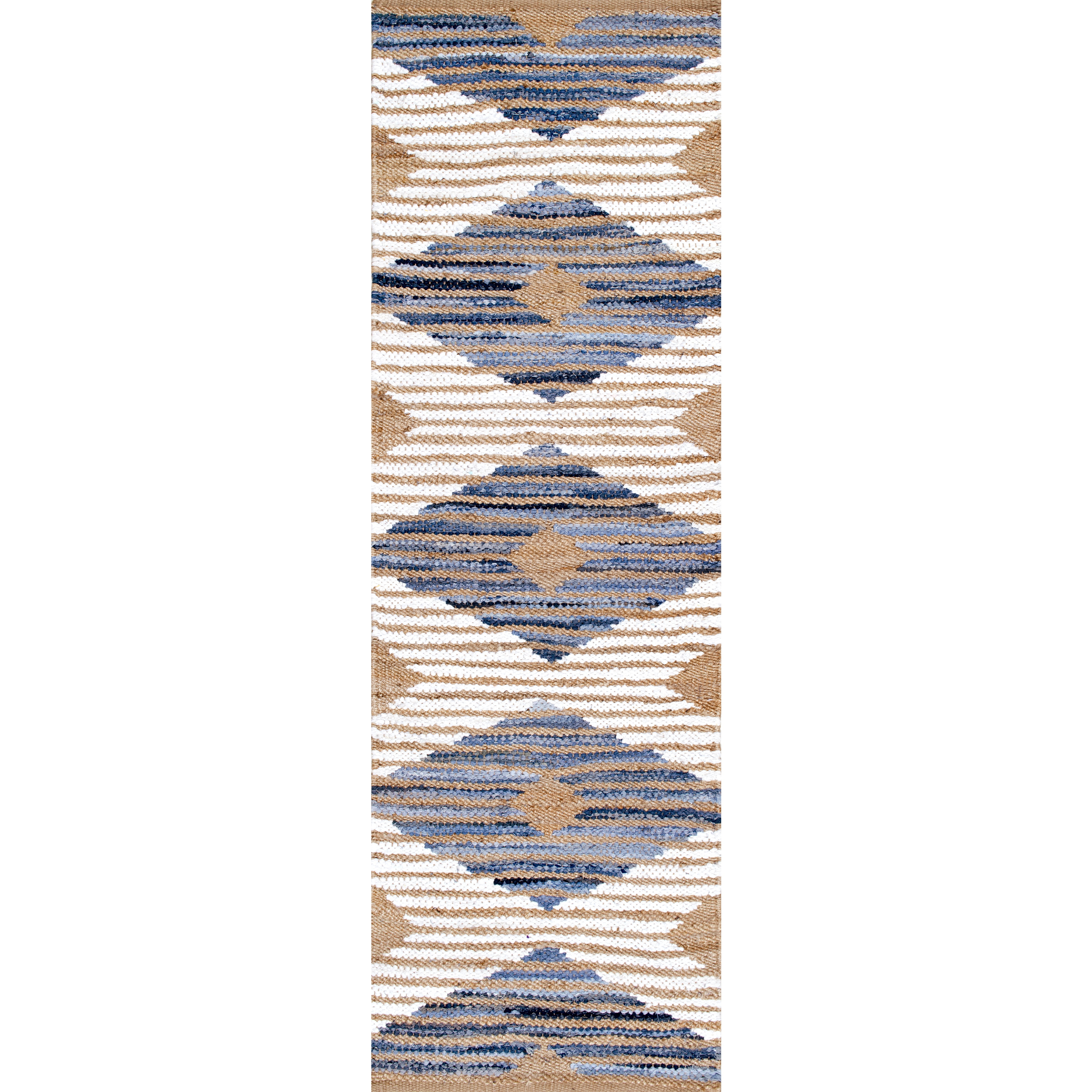 Handmade Off-White Cotton & Jute Braided 30" Runner Rug