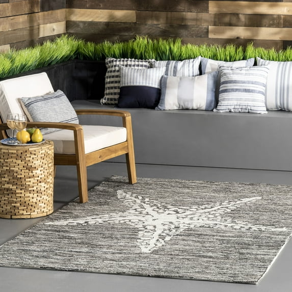 nuLOOM Hand Hooked Marine Indoor/ Outdoor Area Rug, 8' x 10', Marine Grey