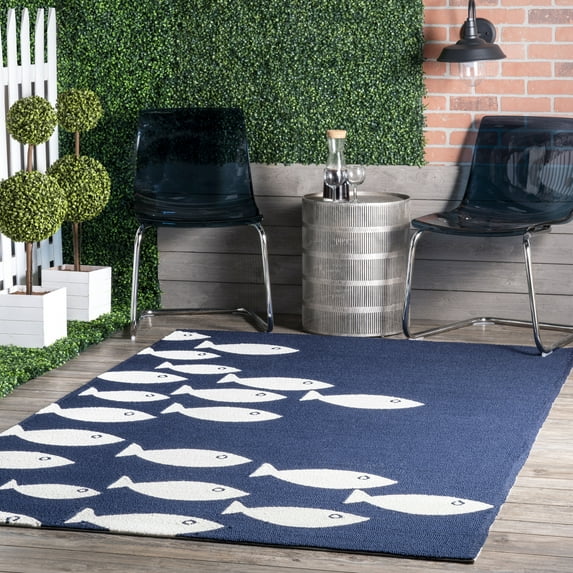 nuLOOM Vivienne Hand Hooked Indoor/Outdoor Area Rug, 5' x 8', Vivienne Navy