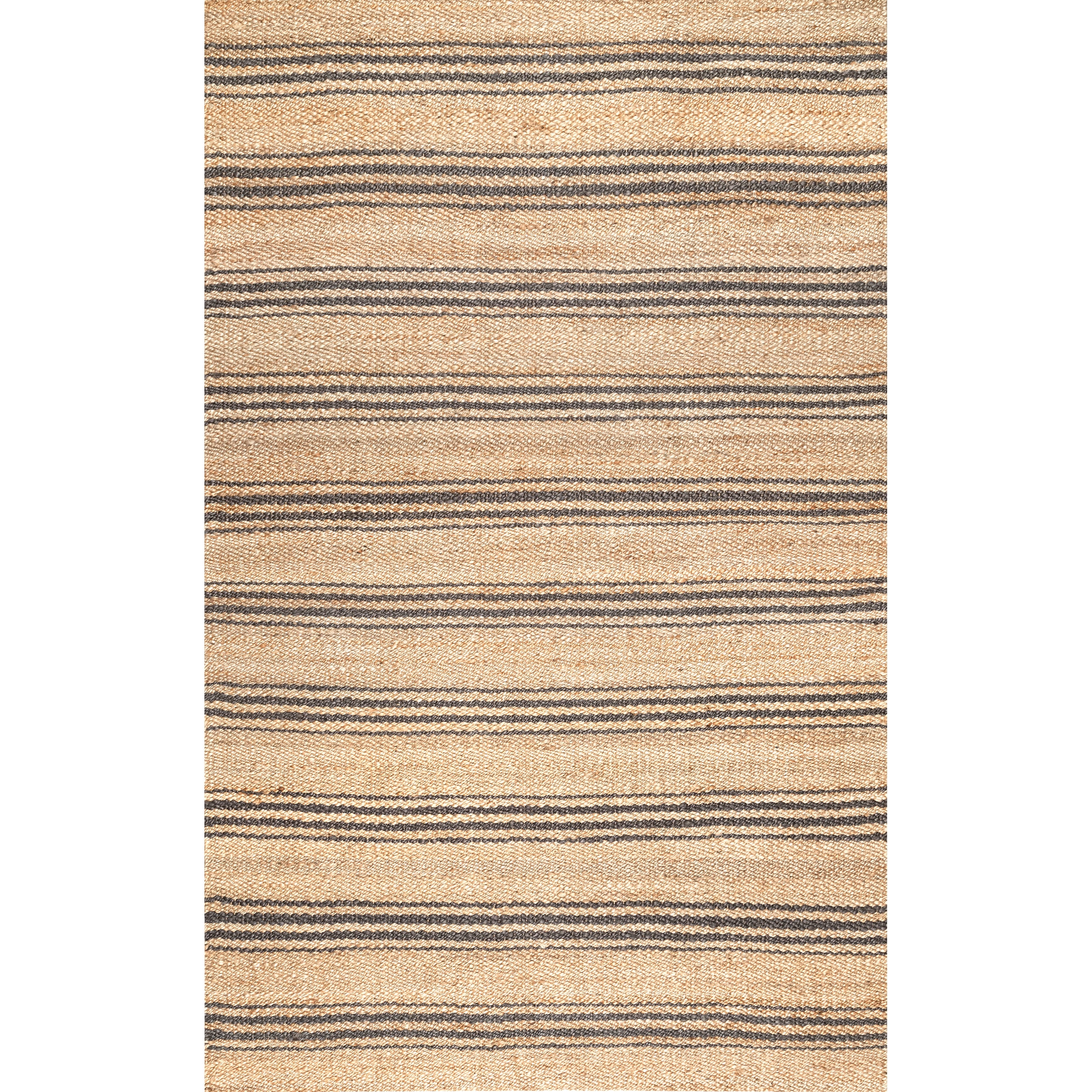 Natural Striped Jute Handmade Square Area Rug