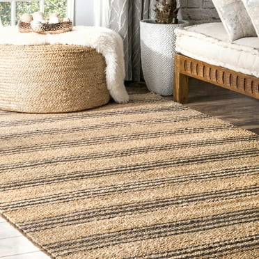 Rugs USA Sycamore Striped Jute Area Rug, 5' x 8', Sandy Natural