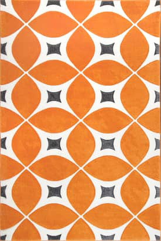 Handmade Tufted Deep Orange Synthetic Runner Rug, 32x6 in