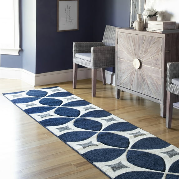 nuLOOM Gabriela Contemporary Trellis Area Rug, 2' 6" x 12', Runner, Gabriela Navy