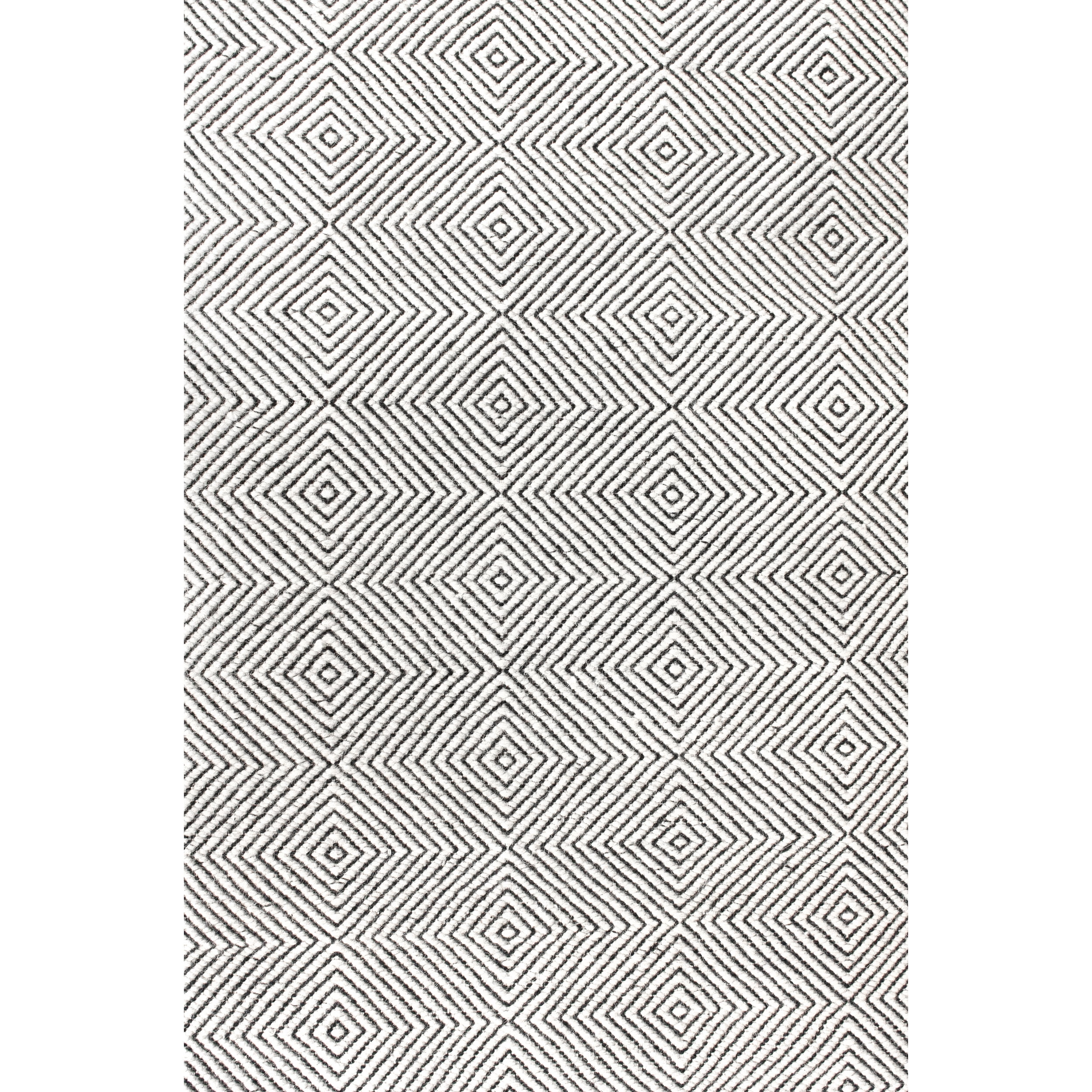 Ivory Geometric Hand-Tufted Wool Rectangular Rug, 3' x 5'