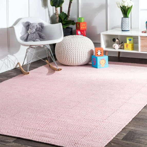 nuLOOM Hand Woven Ago Wool Area Rug, 5' x 8', Light Pink