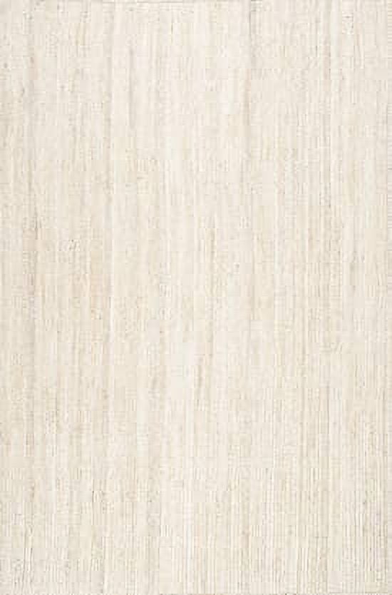 Handmade Braided Off-White Jute Rectangular Area Rug, 5' x 8'