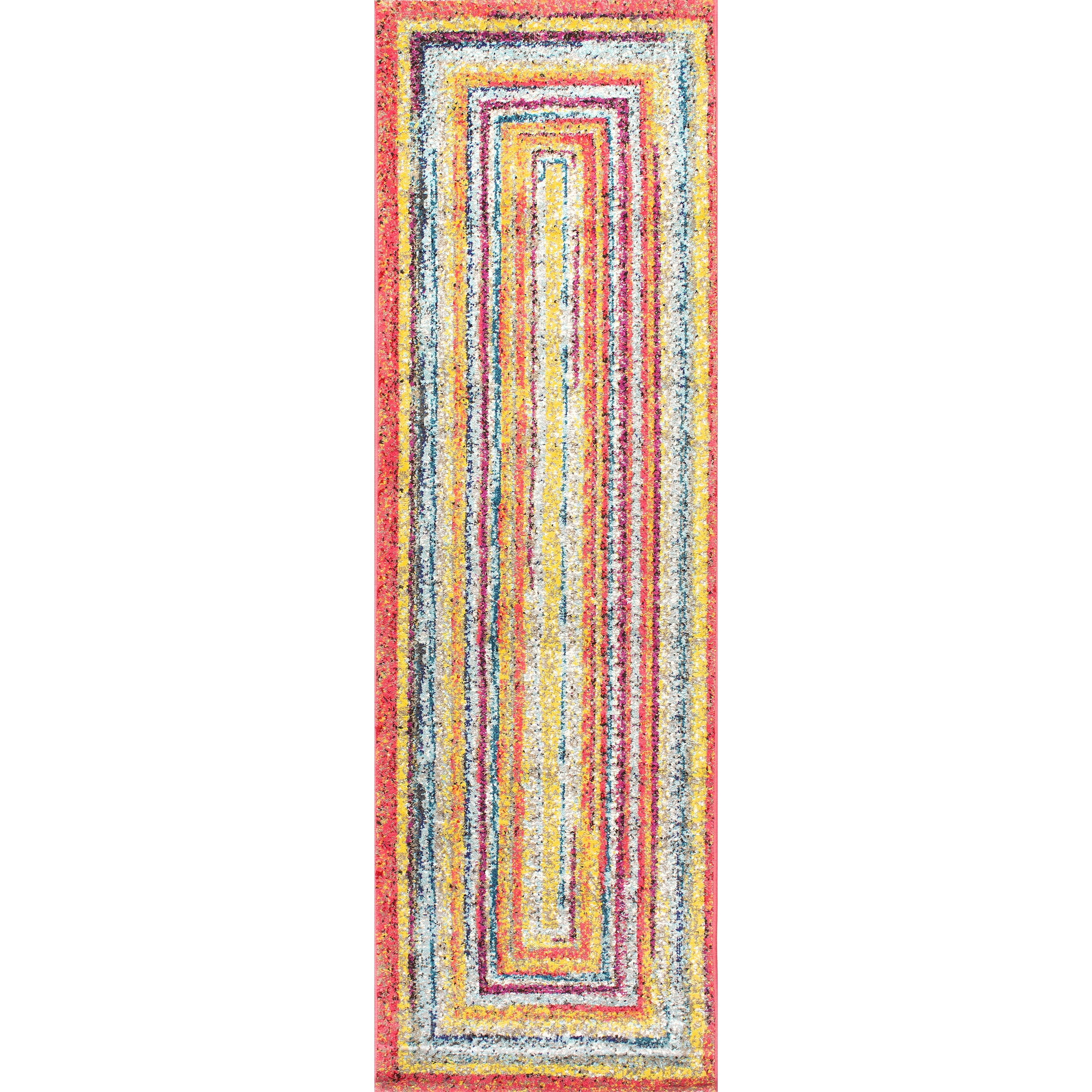 Multicolor Synthetic Stripe Reversible Runner Rug