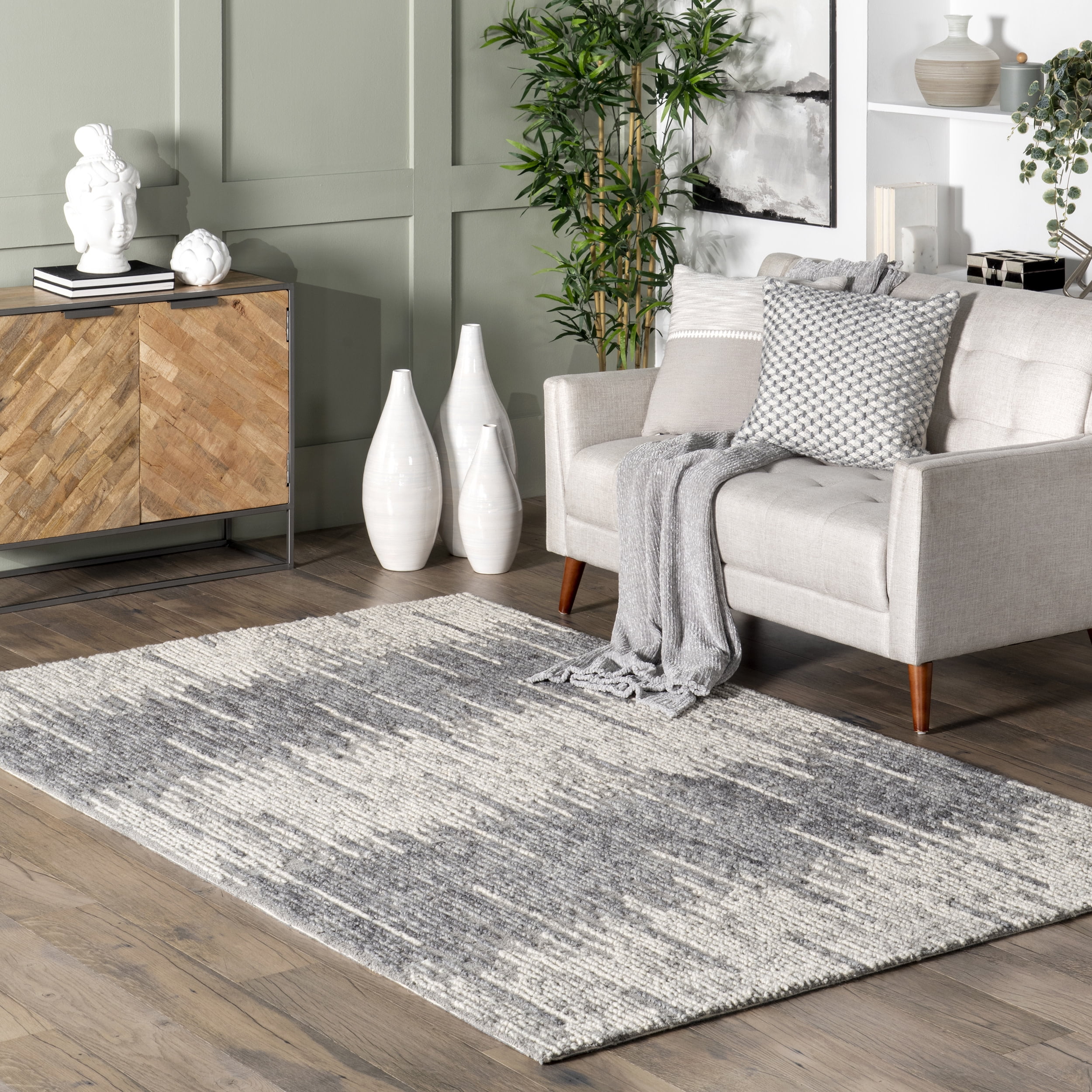 nuLOOM Harlan Abstract Lines Wool Area Rug, 6' x 9', Gray