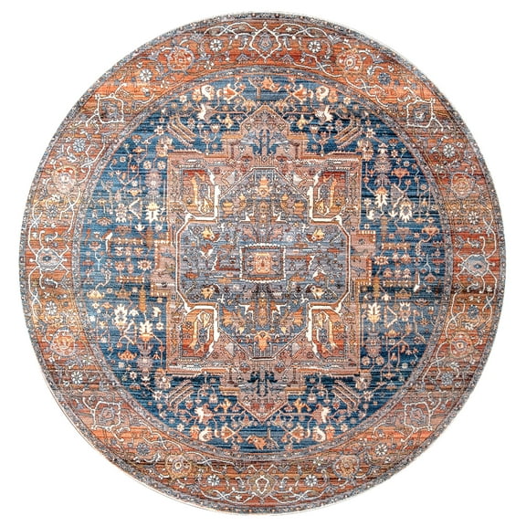 nuLOOM Harriet Vintage Medallion Fringe Area Rug, 4' x 6' Oval, Rust