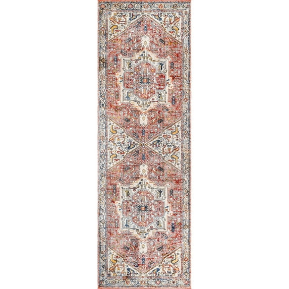 nuLOOM Harriet Vintage Medallion Fringe Runner Rug, 2' 6" x 10', Orange