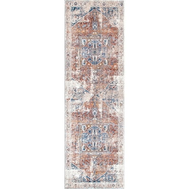nuLOOM Harriet Vintage Medallion Fringe Runner Rug, 2' 6" x 12', Ivory