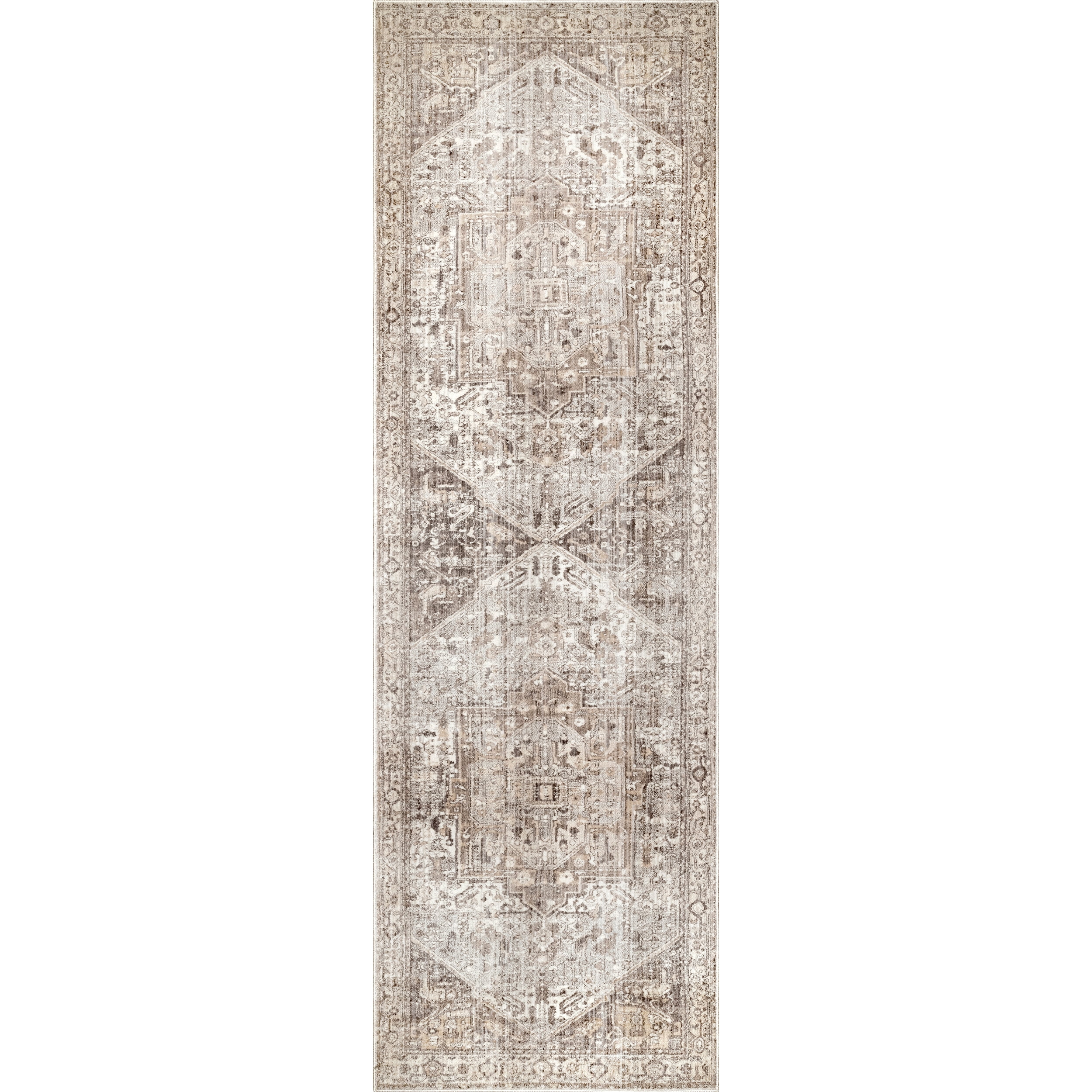 Silver Medallion Synthetic Reversible Runner Rug 2' 6" x 8'