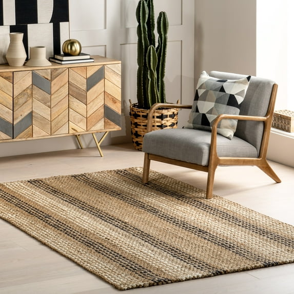 nuLOOM Haven Striped Chunky Jute Area Rug, 4' x 6', Haven Natural