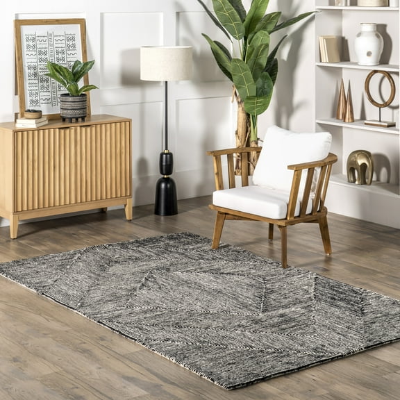 nuLOOM Heidi Modern Hand Tufted Wool Area Rug, 5' x 8', Charcoal
