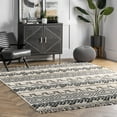 thumbnail image 1 of nuLOOM Zuri Shaggy Banded Tribal Area Rug, 8' x 8', Square, Zuri Light Grey, 1 of 10