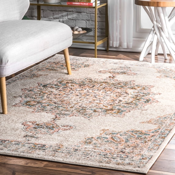 nuLOOM Helios Distressed Area Rug, 5' 3" x 7' 7", Beige
