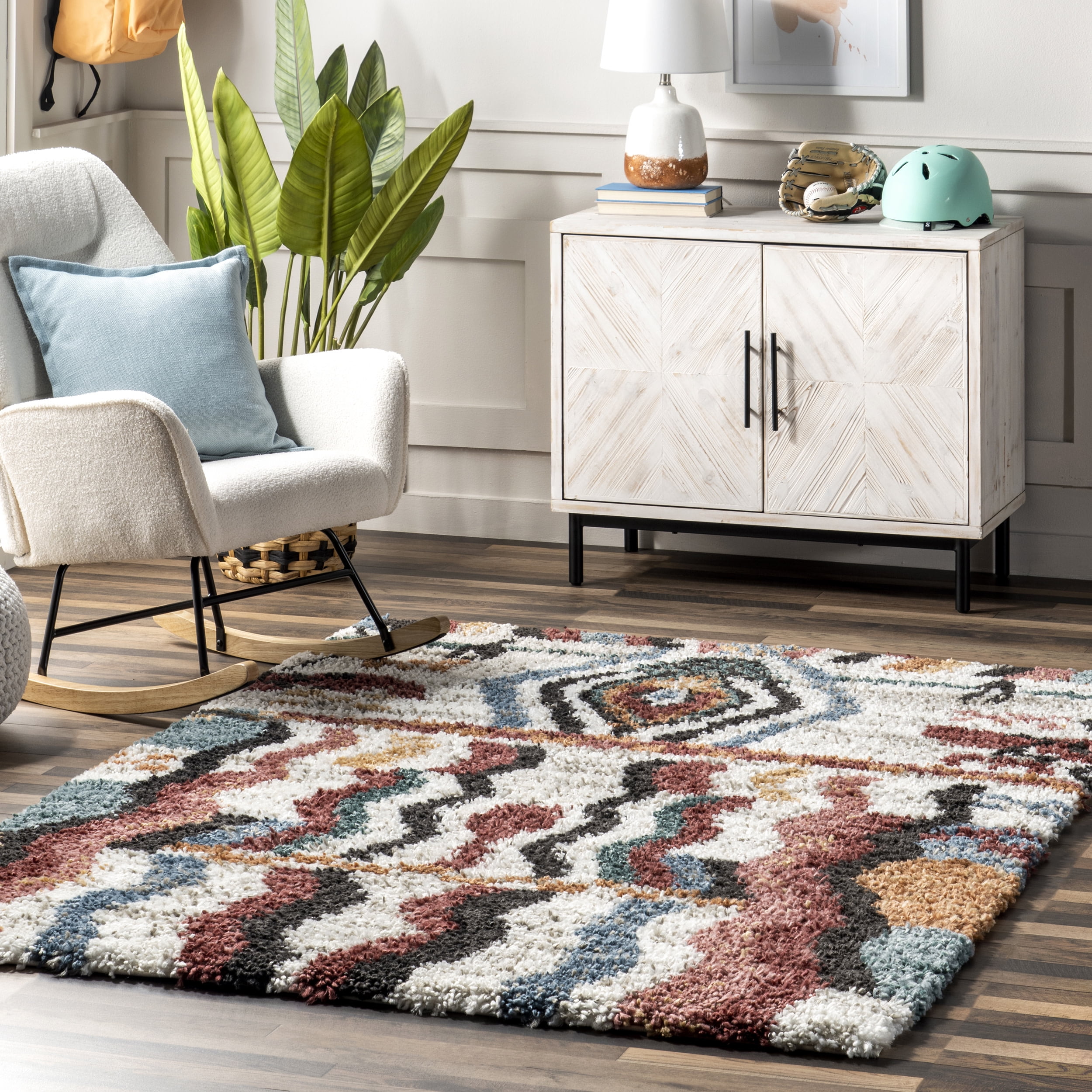 nuLOOM Henley ZigZag Kids Shag Area Rug, 5' x 7' 6", Multi