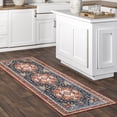 thumbnail image 1 of nuLOOM Hera Medallion SplashGuard Machine Washable Area Rug, 2' 6" x 8', Runner, Hera Blue, 1 of 12