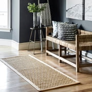 nuLOOM Hesse Checker Weave Seagrass Indoor/Outdoor Area Rug, 2' 6" x 6', Runner, Hesse Natural