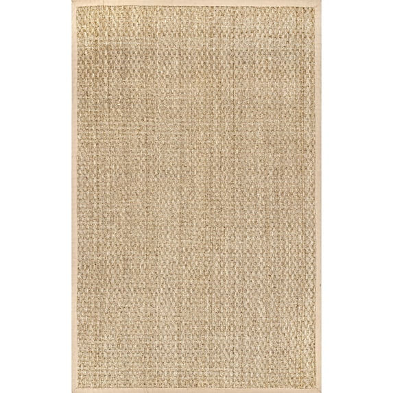 nuLOOM Hesse Checker Weave Seagrass Indoor/Outdoor Natural 6' Farmhouse Square Rug