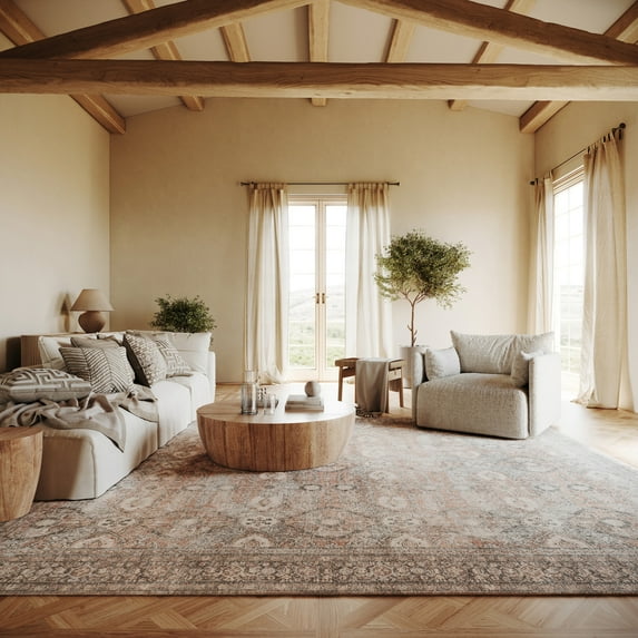 nuLOOM Hillstone Collection Aether Traditional Vintage Medallion Area Rug, 5' x 8', Aether Multicolor
