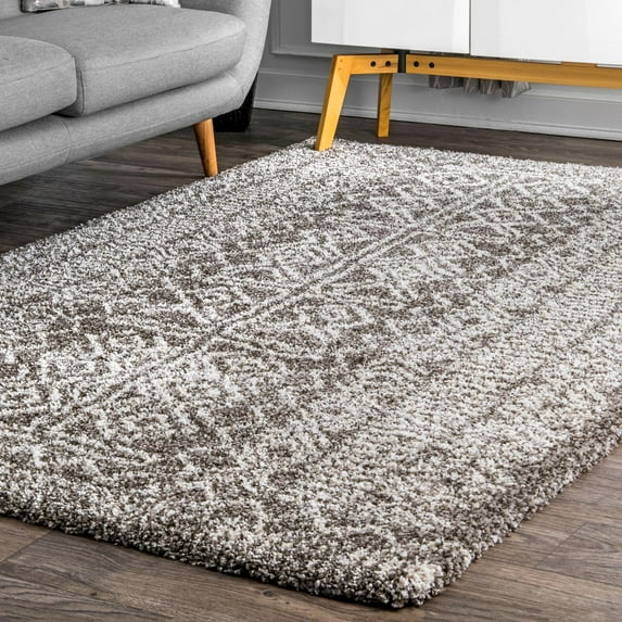 nuLOOM Hurley Tribal Shag Area Rug, 7' 6" x 9' 6", Dark Gray