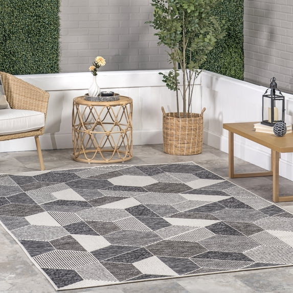 nuLOOM Imogene Geometric Indoor/Outdoor Area Rug, 4' 5" x 6' 3", Grey