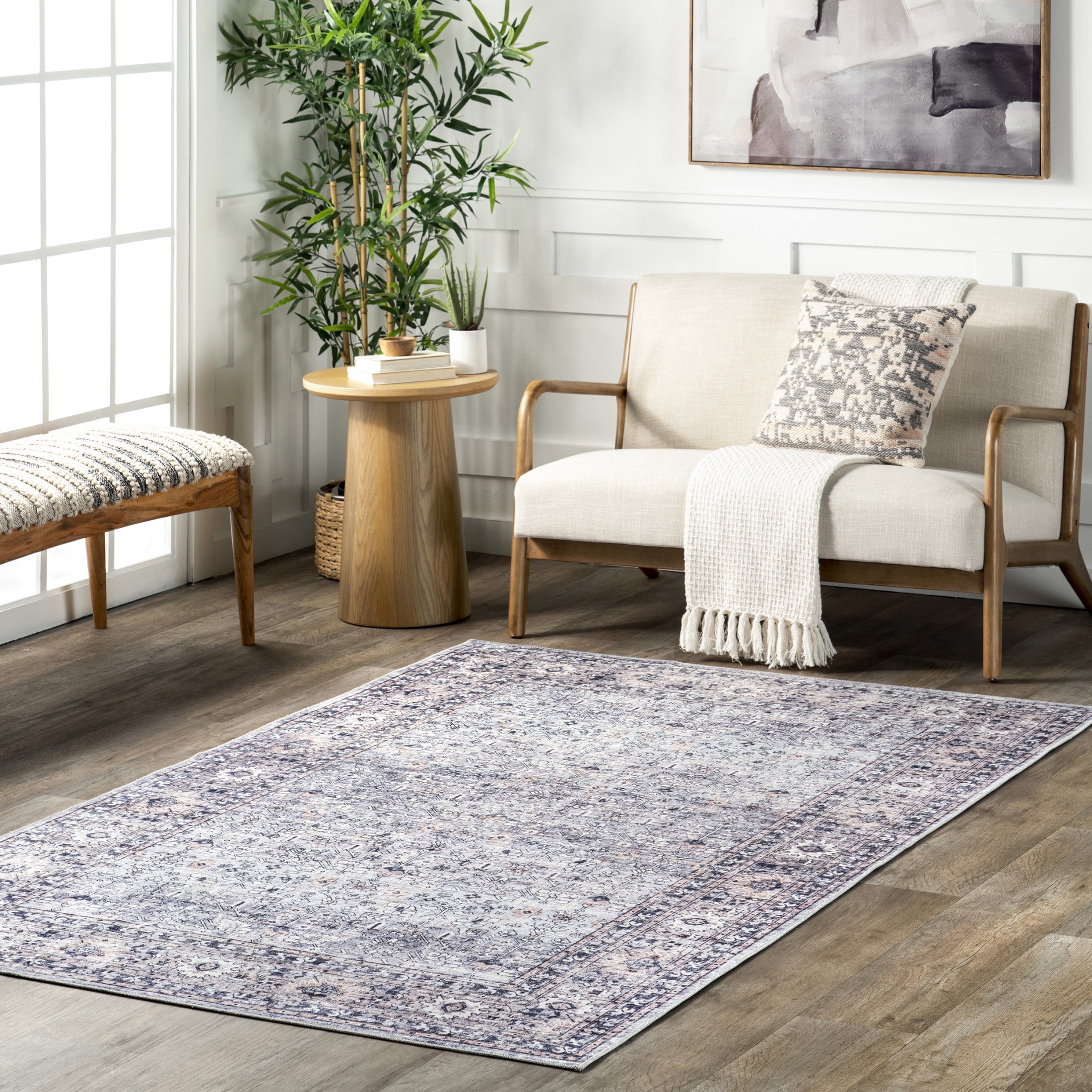 nuLOOM Indy Vintage SplashGuard Machine Washable Area Rug, 8' x 10 ...