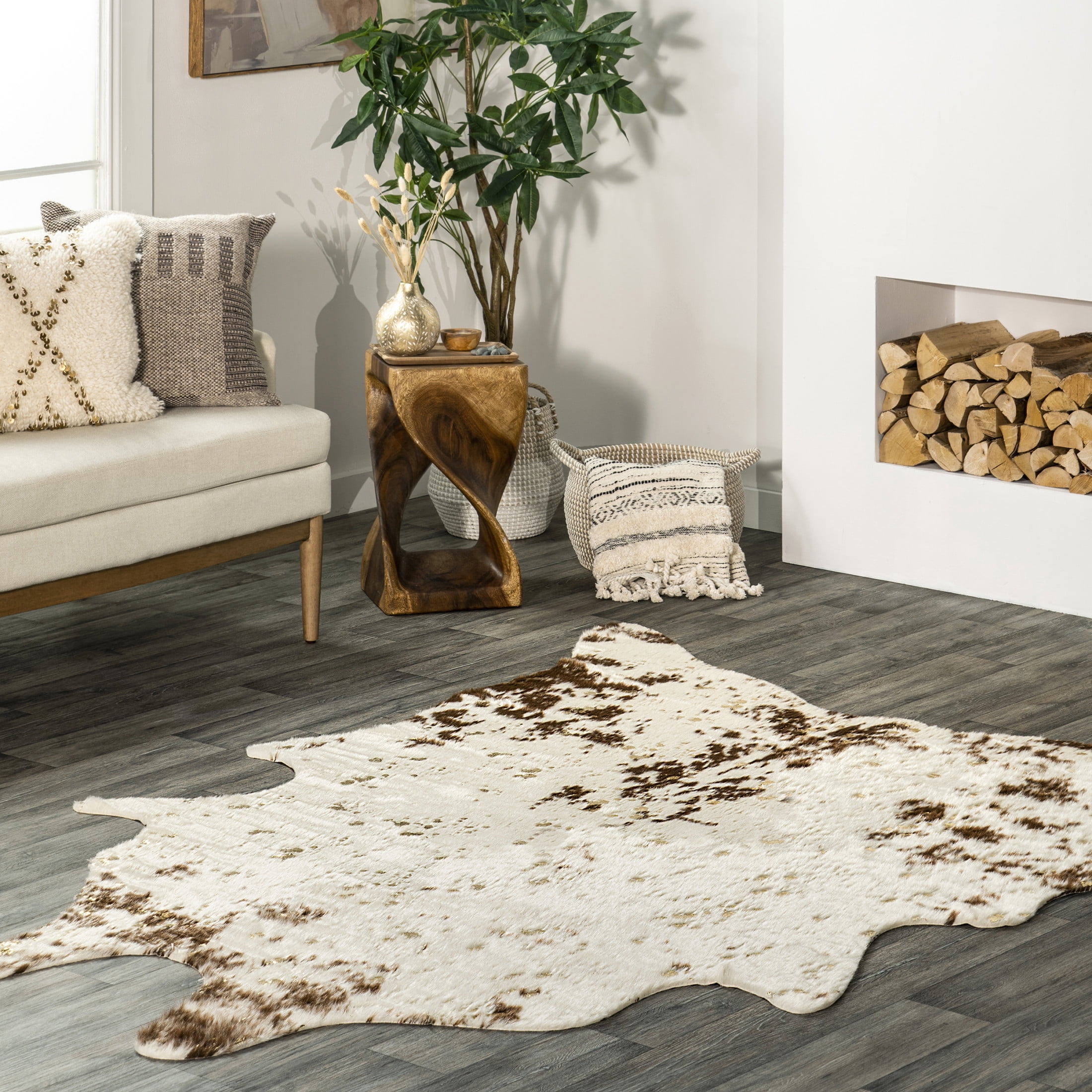 nuLOOM Iraida Contemporary Faux Cowhide Area Rug, 5' x 6' 7", Shaped