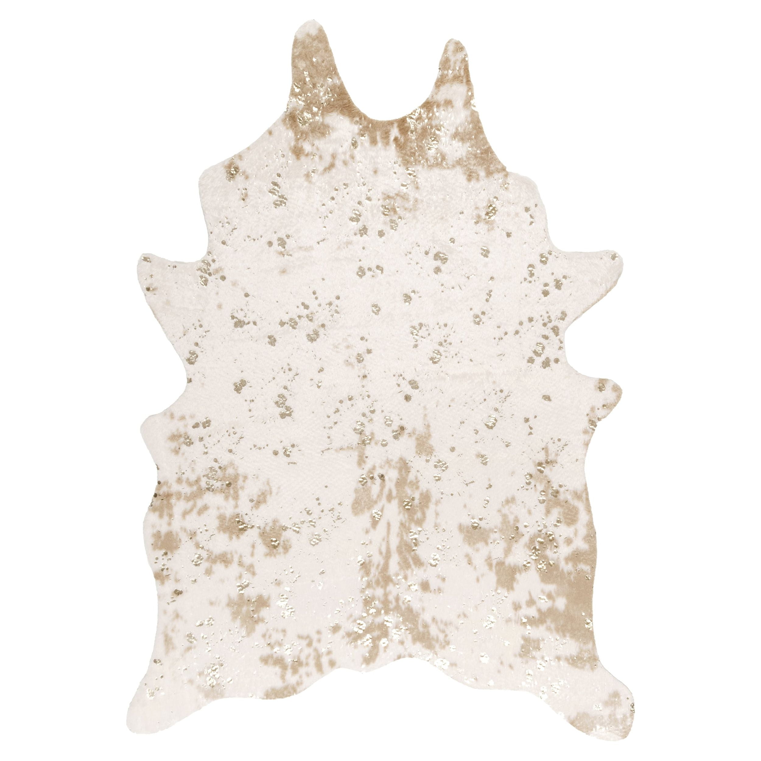 Handmade Off-White Faux Cowhide Easy Care Area Rug 5'9" x 7'7"