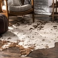 thumbnail image 1 of nuLOOM Iraida Faux Cowhide Shaped Accent Rug, 3' 10" x 5', Brown, 1 of 2