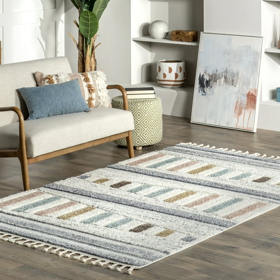 nuLOOM Iria Colorful Pyramid Kids Area Rug, 8' x 10', Beige