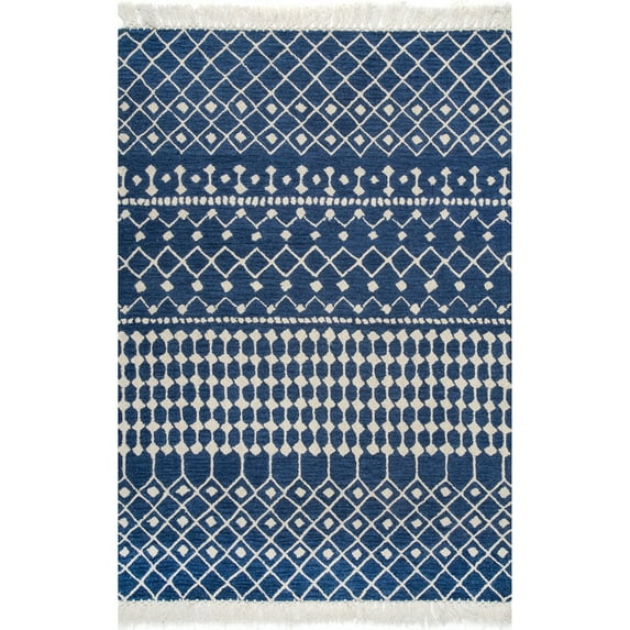 nuLOOM Ismeny Wool Modern Trellis Area Rug, 7' 6" x 9' 6", Blue