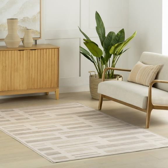 nuLOOM Isyra Striped Washable Area Rug, 6' x 9', Isyra Beige