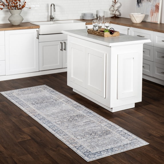 nuLOOM Ivette Persian SplashGuard Machine Washable Area Rug, 2' 6" x 8', Runner, Ivette Grey