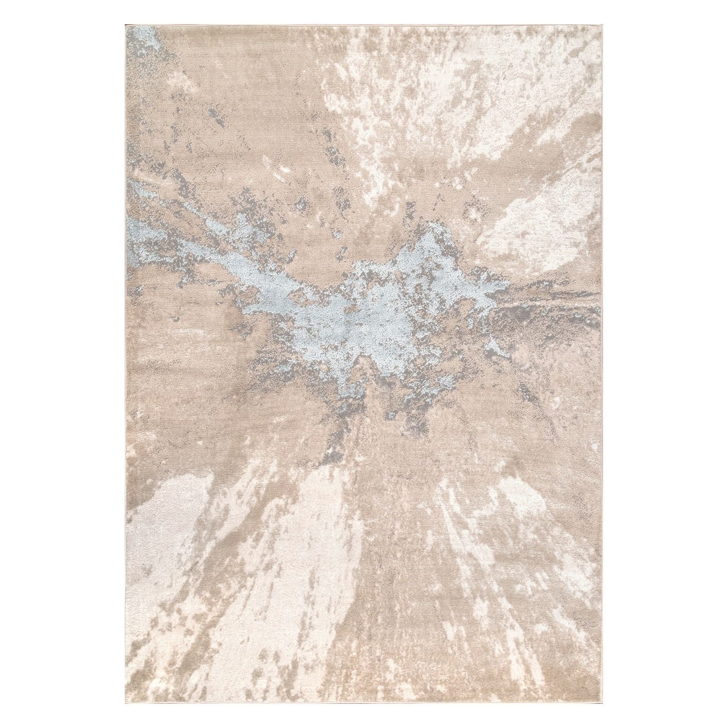 Peach and Beige Round Washable Oriental Rug