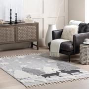 nuLOOM Jade Holiday Reindeer Tasseled Area Rug, 7' 10" x 10', Light Grey