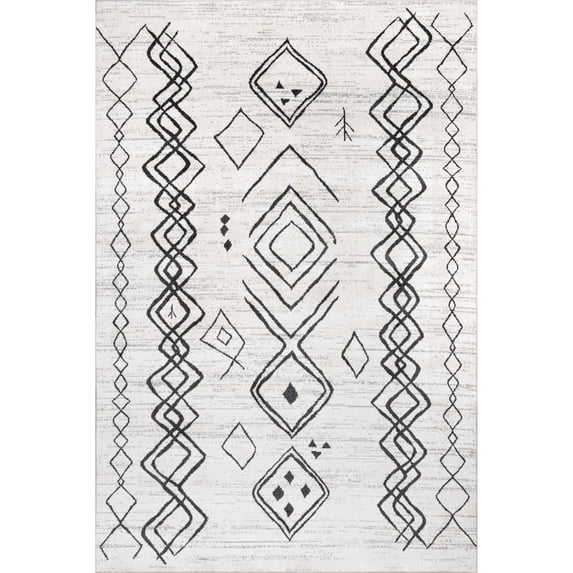 nuLOOM Janelle Machine Washable Transitional Moroccan Area Rug, 4' x 6', Grey