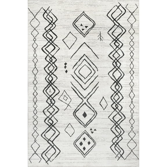nuLOOM Janelle Machine Washable Transitional Moroccan Area Rug, 4' x 6', Grey