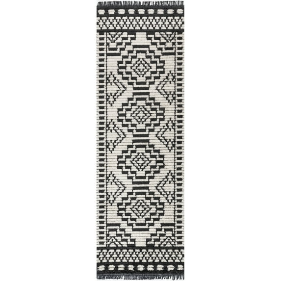 nuLOOM Janie Moroccan Diamond Soft Shag Fringe Runner Rug, 2' 8" x 8', Beige