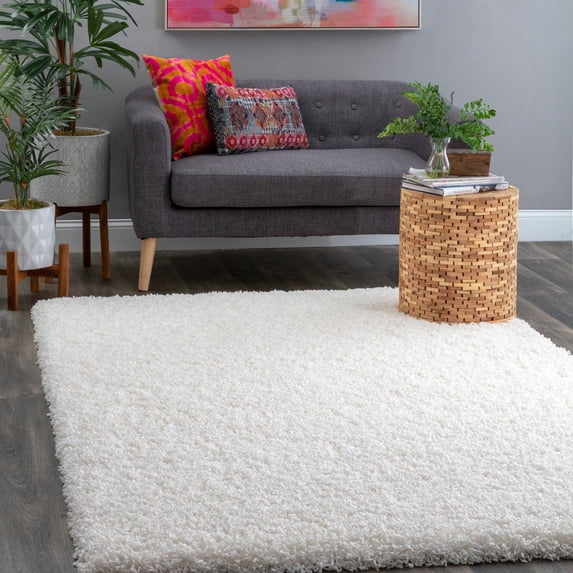 nuLOOM Janine Plush Shag Area Rug, 3' 3" x 5', White