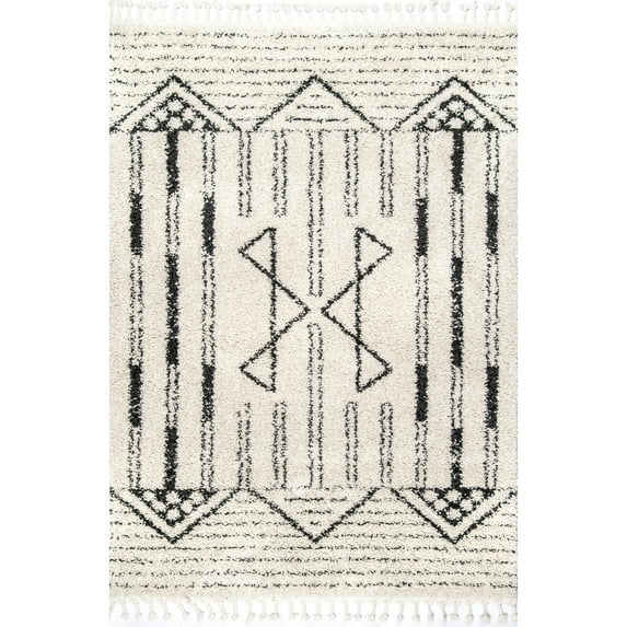 nuLOOM Janna Striped Shag Area Rug, 6' 7" x 9', Off White