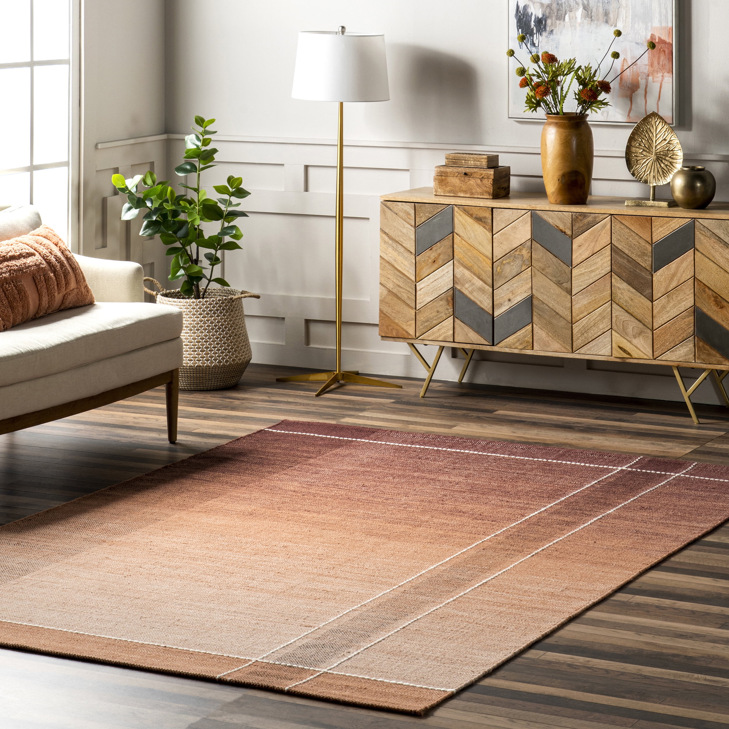 nuLOOM Jannet Ombre Striped Wool Blend Area Rug, 6' x 9', Rust