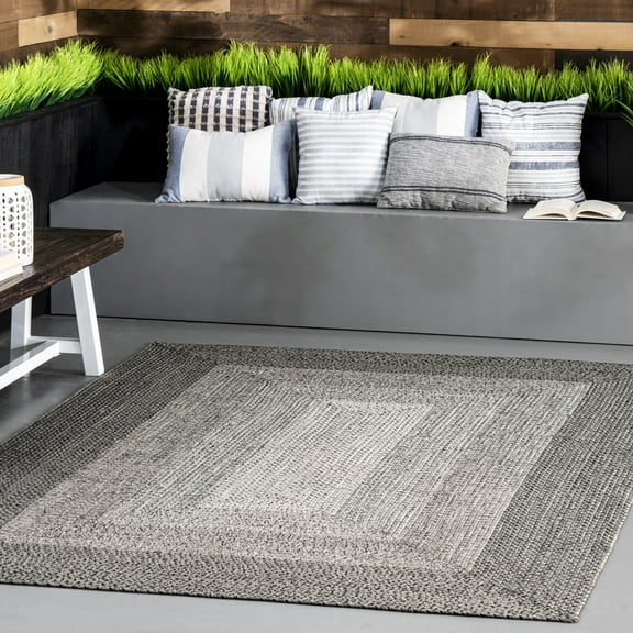 nuLOOM Jayda Braided Ombre Indoor/Outdoor Area Rug, 2' x 3', Jayda Charcoal