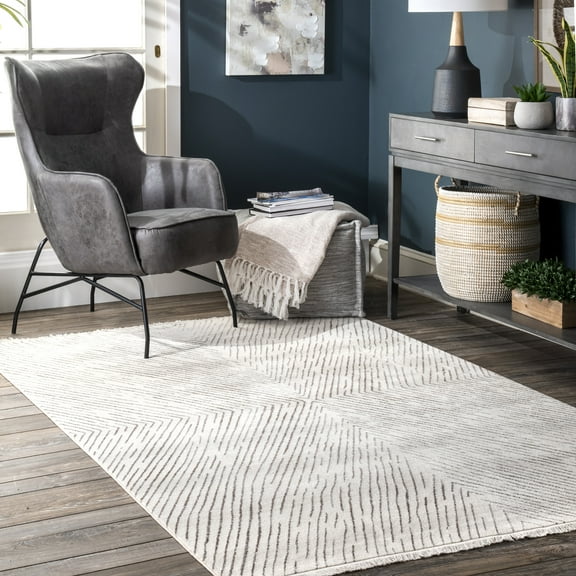 nuLOOM Jazlyn Broken Chevrons Area Rug, 5' x 5', Square, Beige