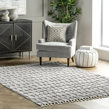 nuLOOM Jean Textured Ovals Tassel Runner Rug, 2' 8" x 8', Gray